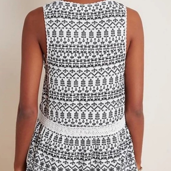 NWOT Anthropologie Maeve Cammie Embroidered Peplum Top in Black and White in M - Picture 4 of 8